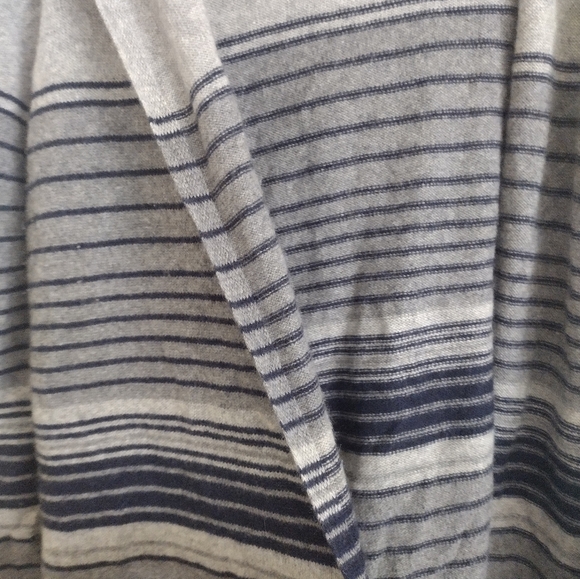Laundry By Shelli Segal Grey Navy Striped Cashmere Cardigan With Hood Size XL - Picture 6 of 11